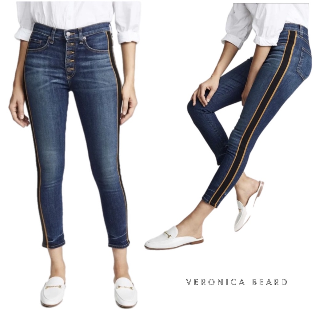 Veronica Beard Jeans Midnight Fray Tuxedo Stripe Jeans